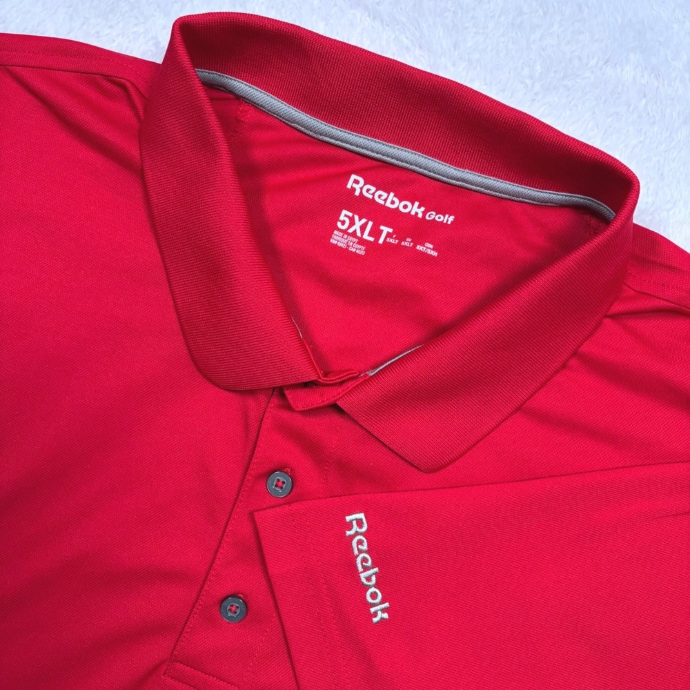 Reebok Golf Polo Shirt Mens 5XLT TALL Red Short Sleeve Performance Wicking Logo